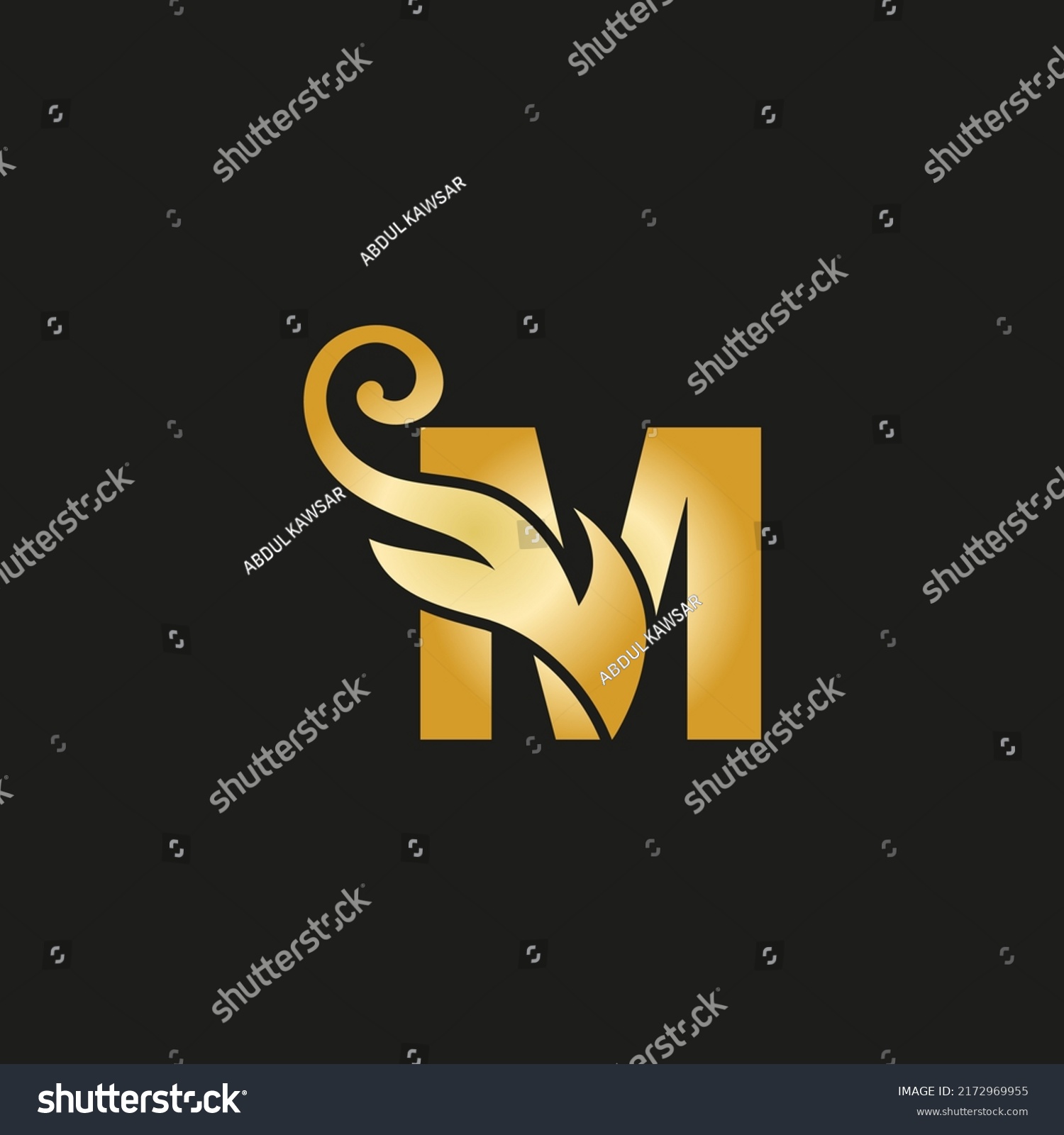 Gold Luxury Letter M Logo M Stock Vector (Royalty Free) 2172969955 ...