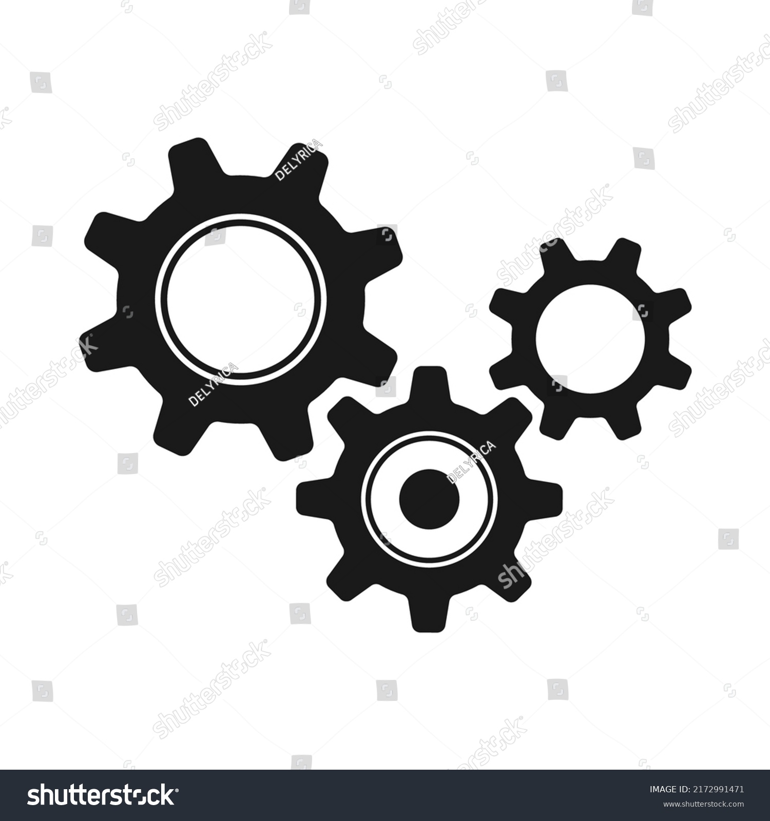 Three Gear Symbols Machine Mechanism Silhouette Stock Vector (Royalty ...