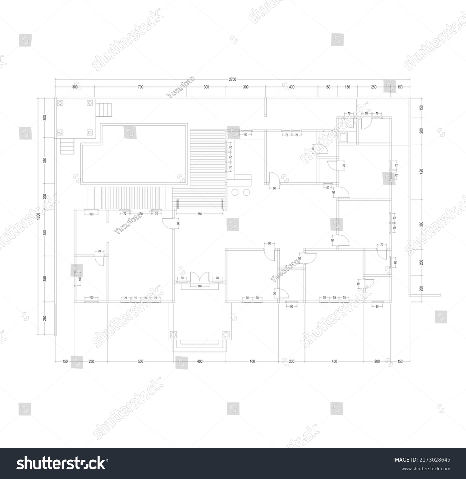 Floor Plan Sketch Large Building Lots Stock Vector (Royalty Free ...