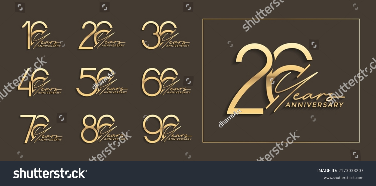 Set Anniversary Premium Golden Color On Stock Vector (Royalty Free ...