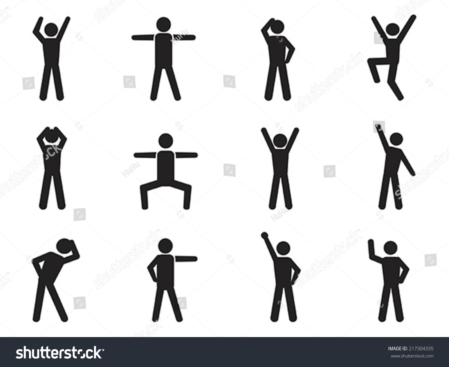 Stick Figure Posture Icons Stock Vector (Royalty Free) 217304335 ...