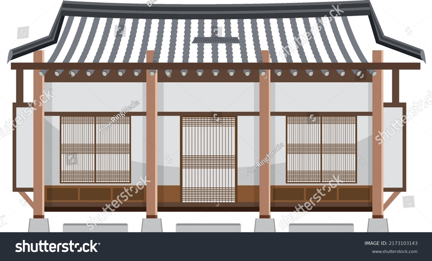 Korean Ancient House On White Background Stock Vector (Royalty Free ...