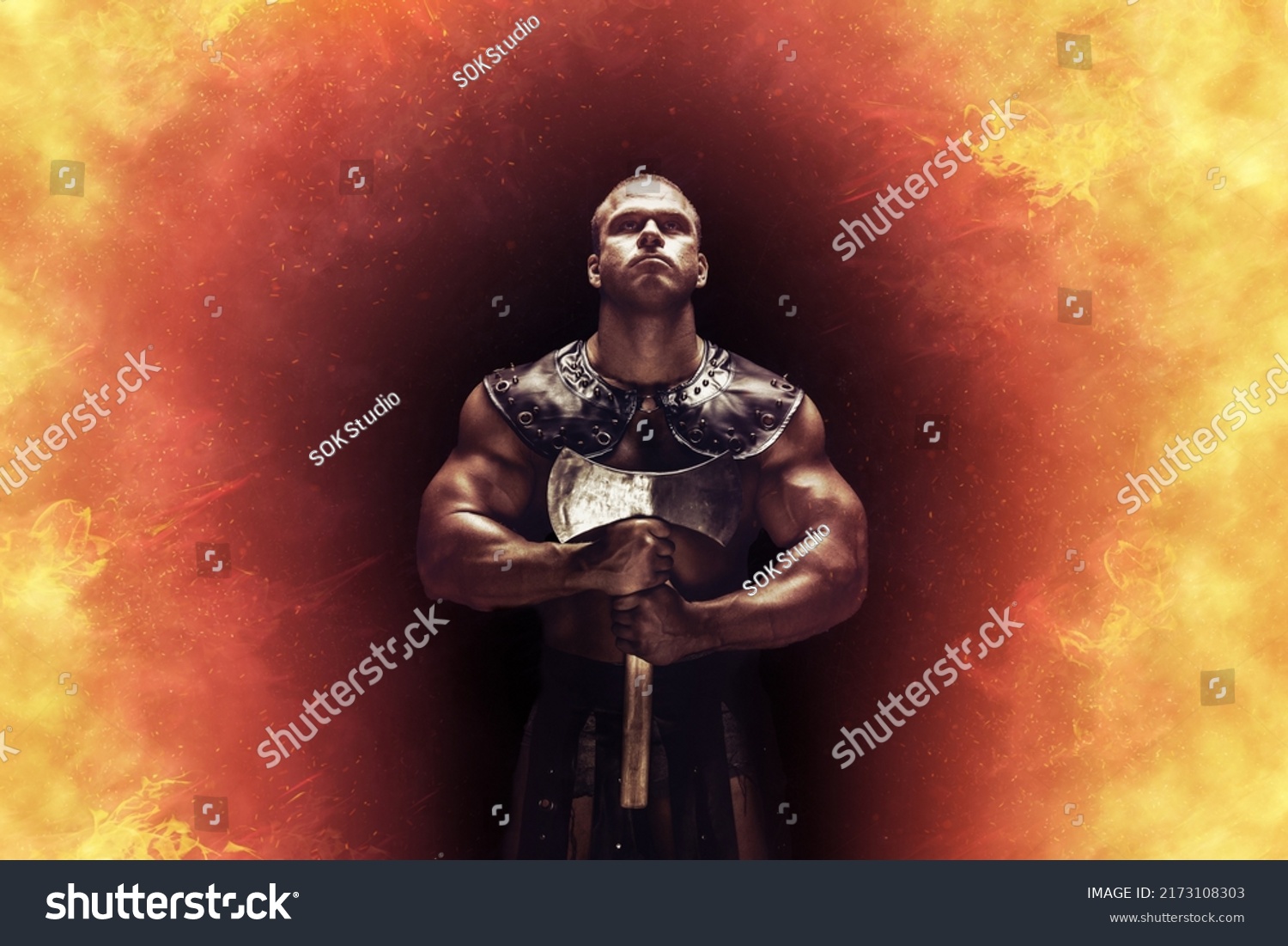 Studio Shot Muscular Ancient Warrior Man Stock Photo Shutterstock