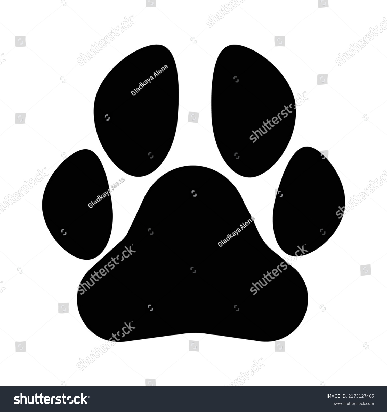 Black Silhouette Paw Print Isolated Stock Vector (Royalty Free ...