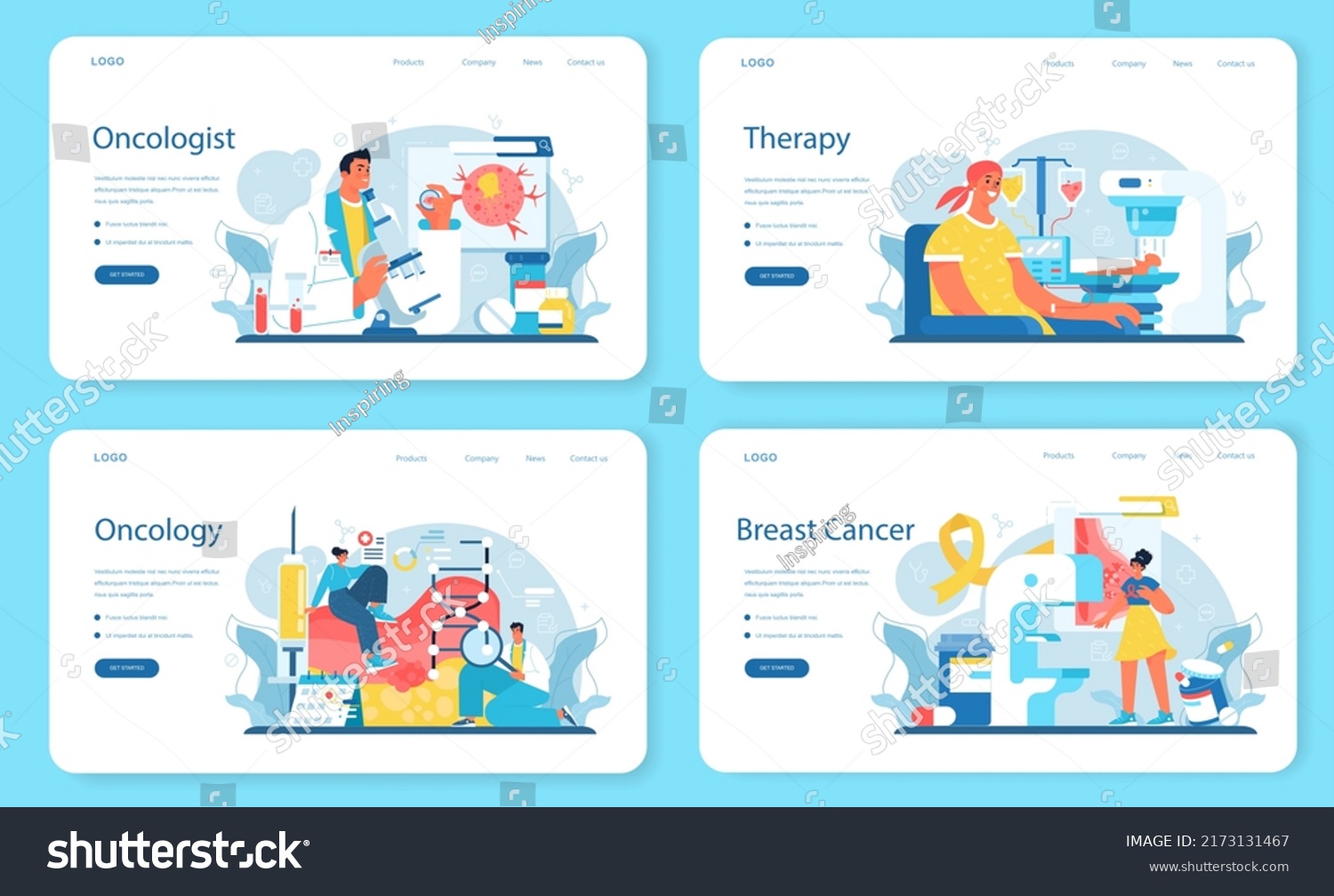 Professional Oncologist Web Banner Landing Page Stock Vector (Royalty ...