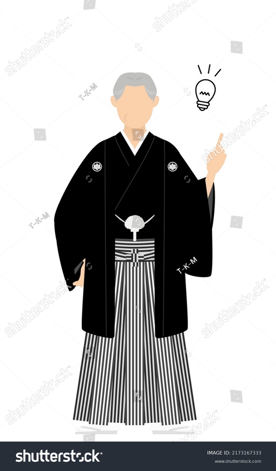 Senior Man Kimono Wearing Crested Hakama Stock Vector (Royalty Free ...