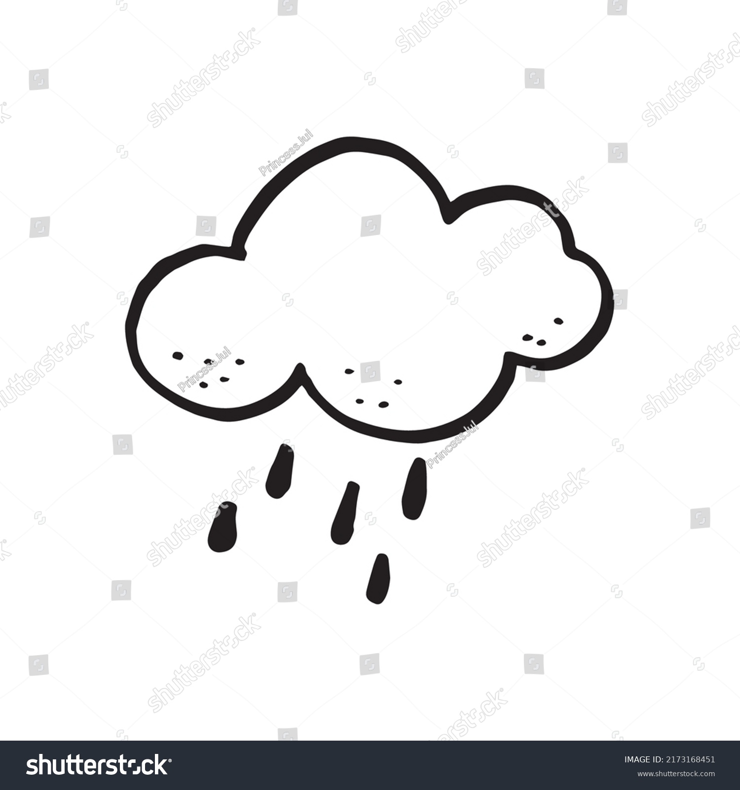 Doodle Handdrawn Rain Cloud Vector Illustration Stock Vector (Royalty ...