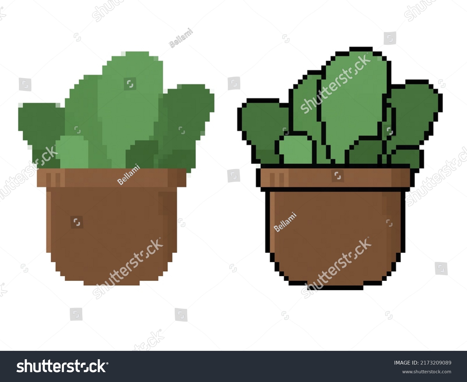 Flower Pot Pixel Art Plants Homemade Stock Illustration 2173209089 ...