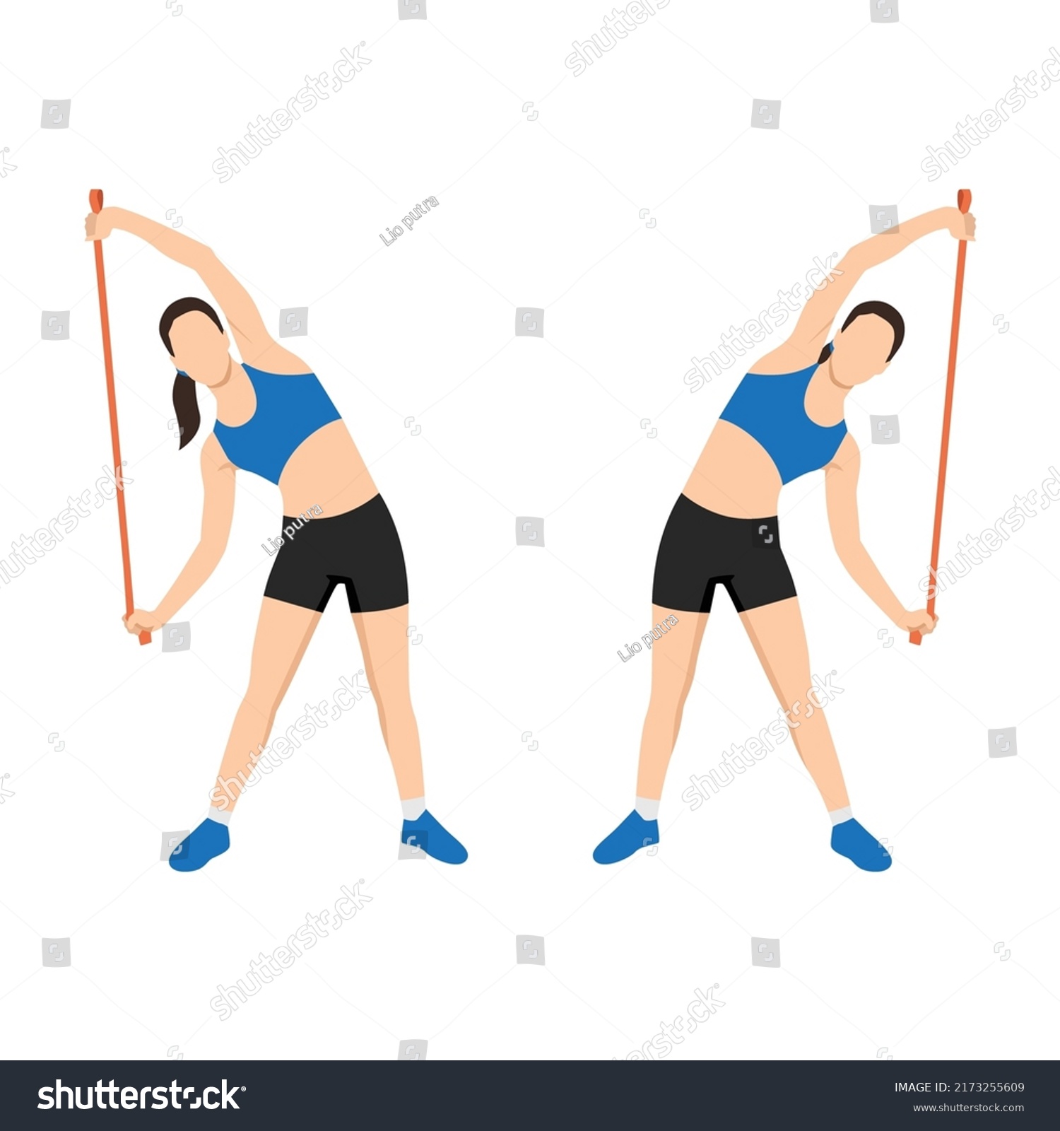 Woman Doing Side Bends Long Resistance Stock Vector (Royalty Free ...