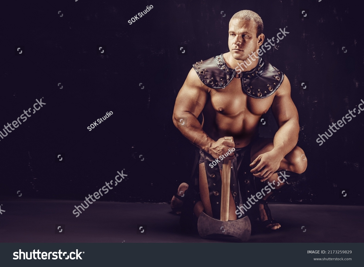 Studio Shot Muscular Ancient Warrior Man Stock Photo Shutterstock