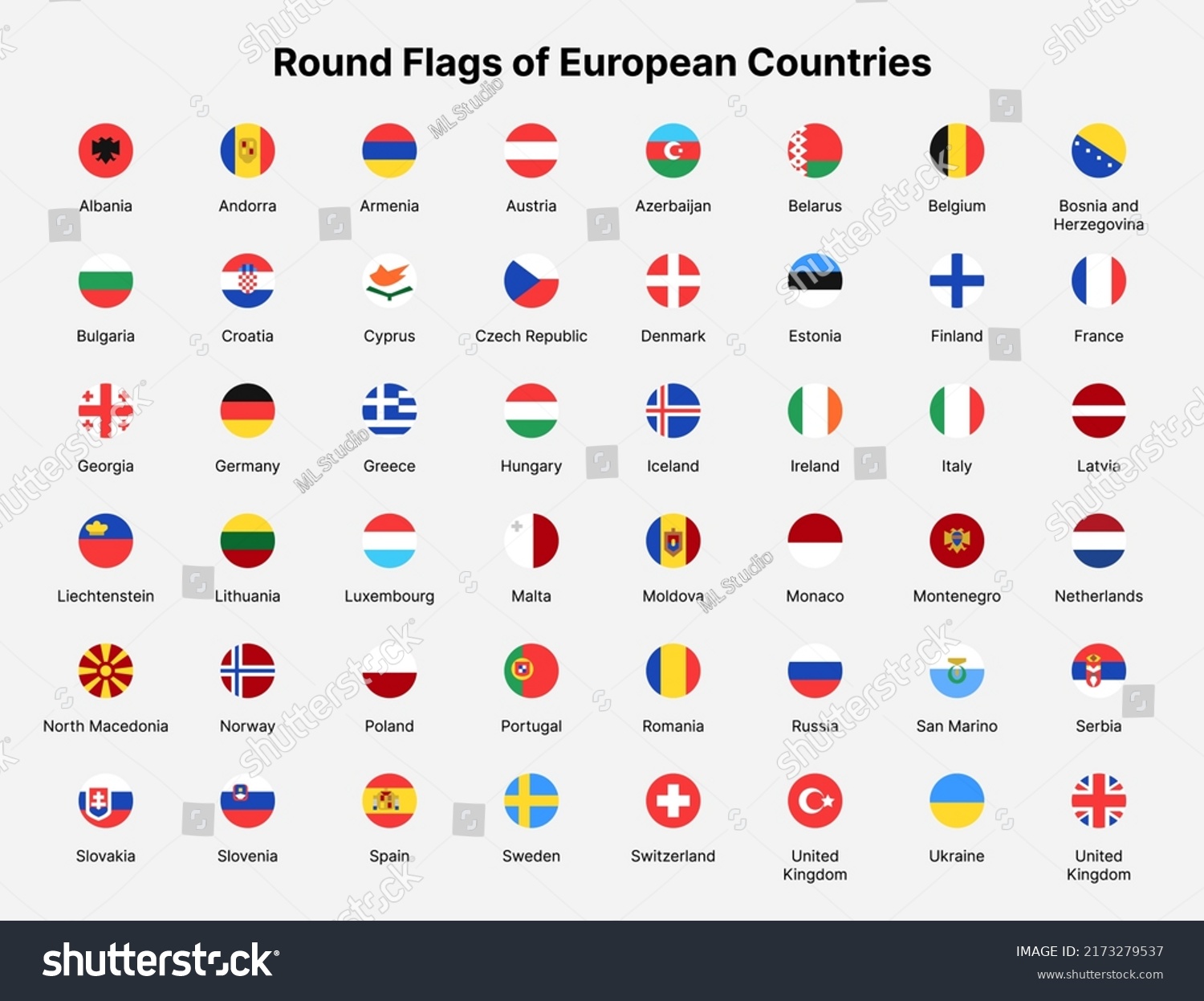 Europe Countries Flags Round Flags Countries Stock Vector (Royalty Free ...