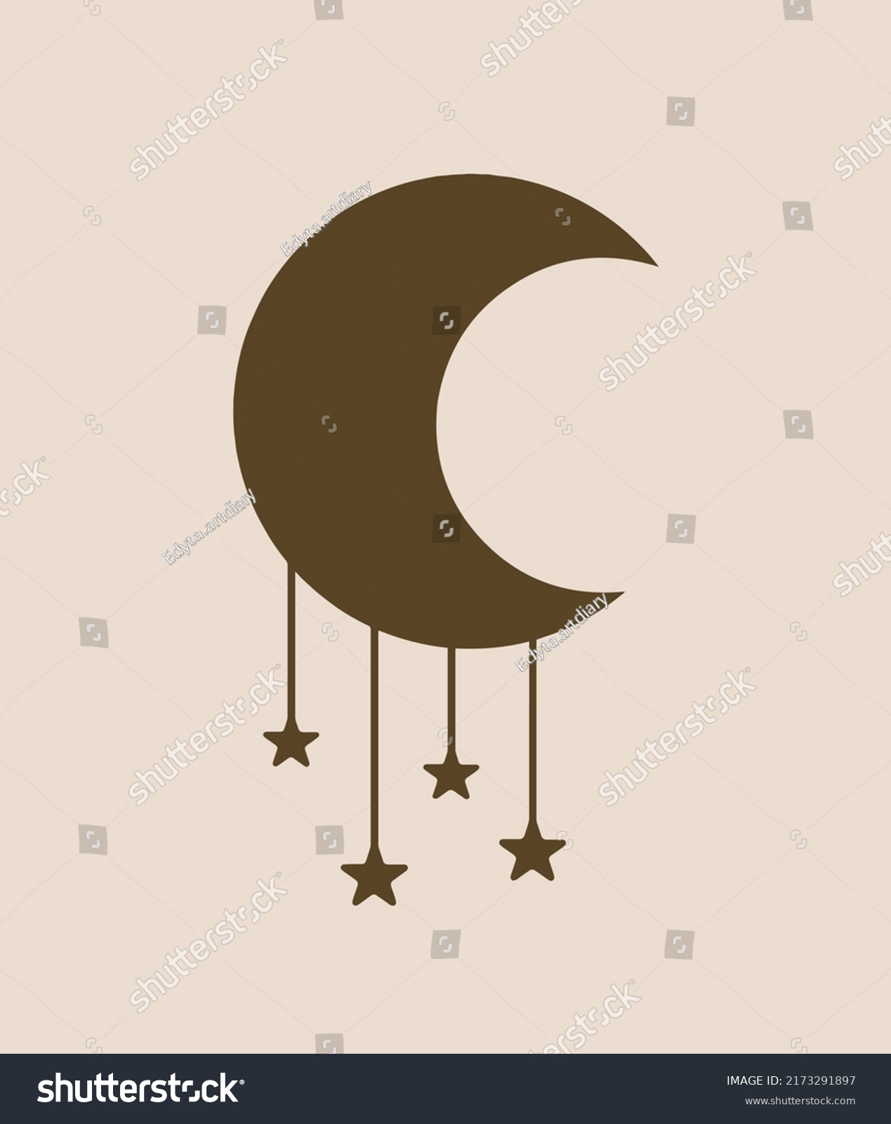 Simple Moon Stars Nude Color Background Stock Vector Royalty Free Shutterstock