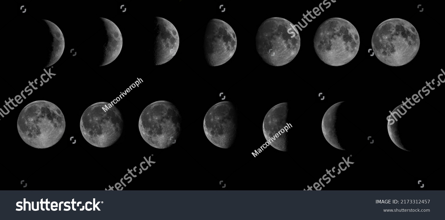 Beautiful Moons All Their Lunar Phases Stock Photo 2173312457 ...