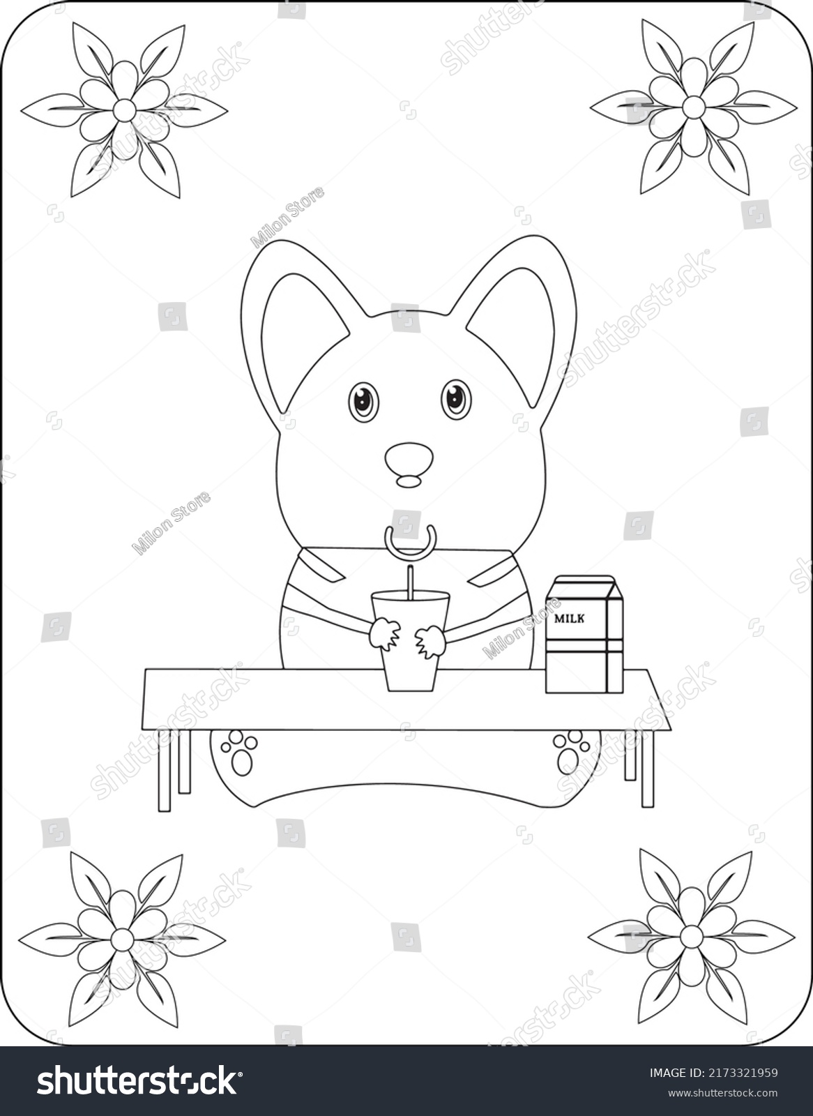 Animals Drinking Coloring Pages Kids Stock Vector (Royalty Free