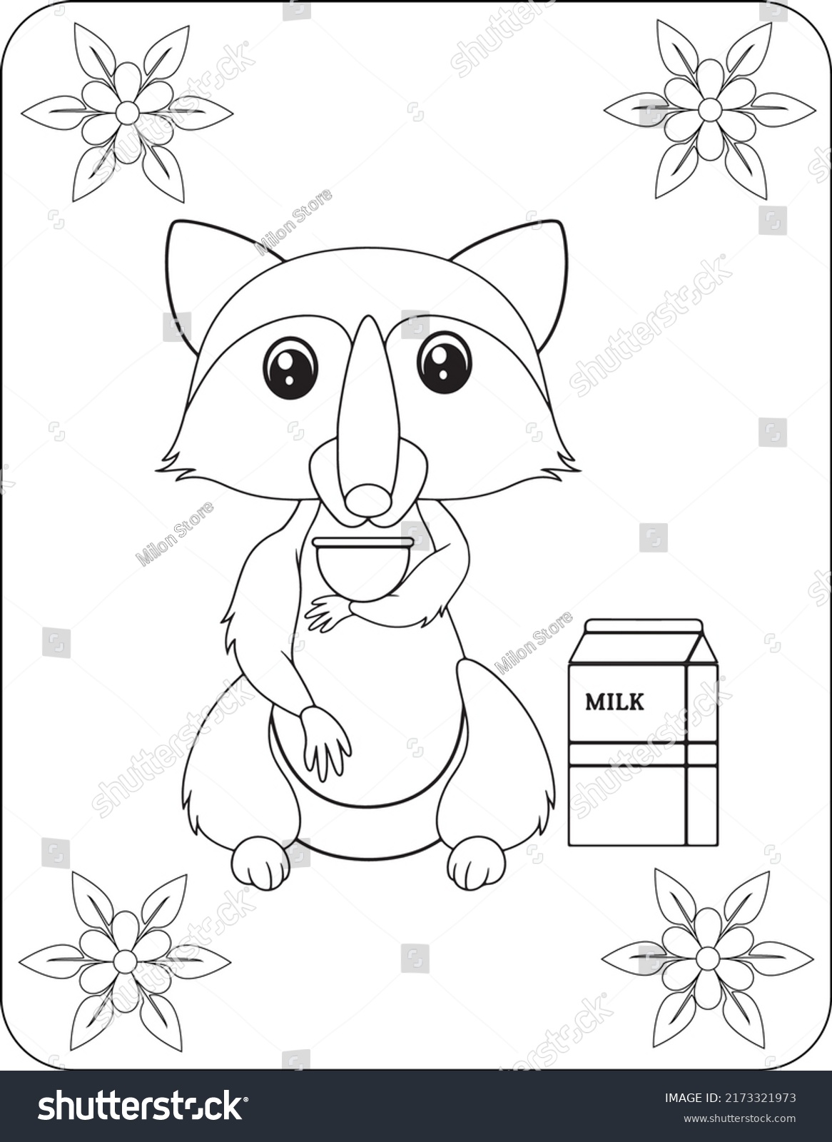 Animals Drinking Coloring Pages Kids Stock Vector (Royalty Free