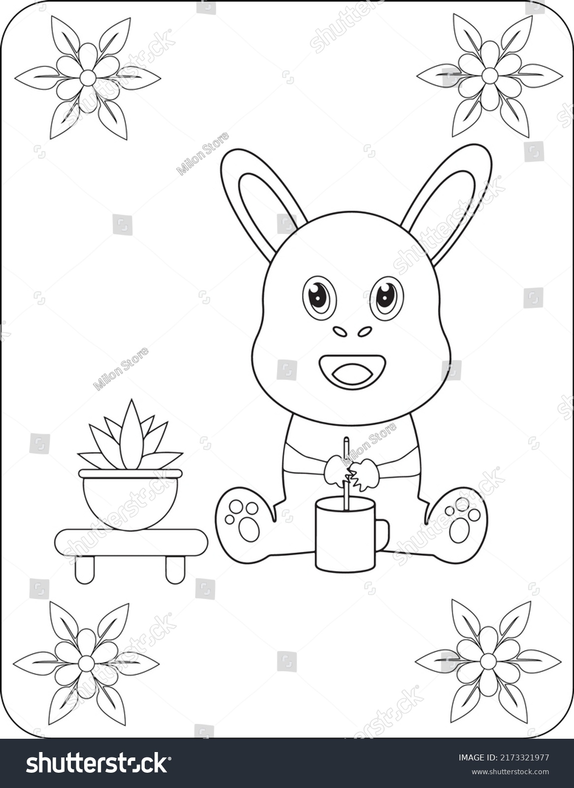 Animals Drinking Coloring Pages Kids Stock Vector (Royalty Free