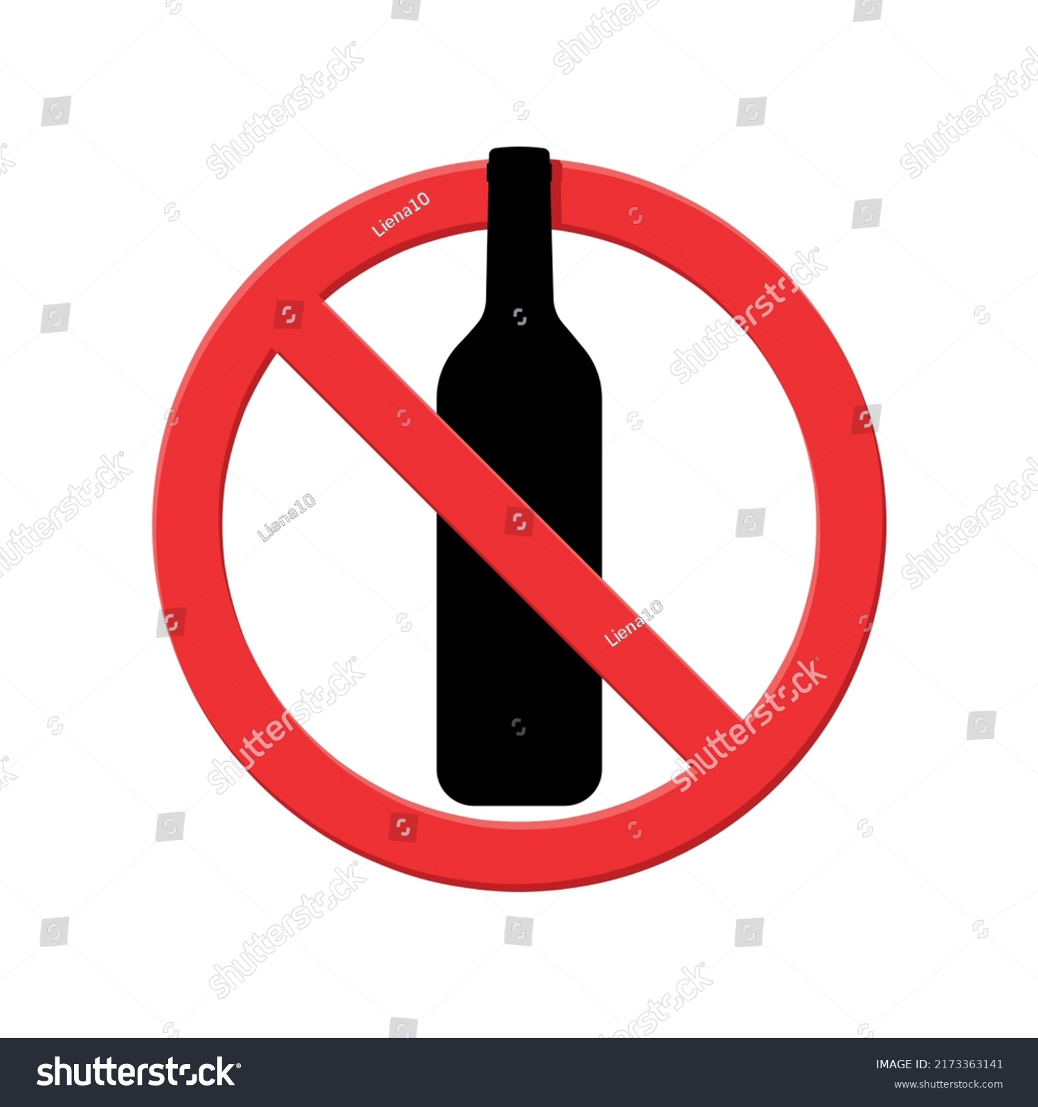 No Alcohol Red Banned Sign Flat Stock Vector Royalty Free