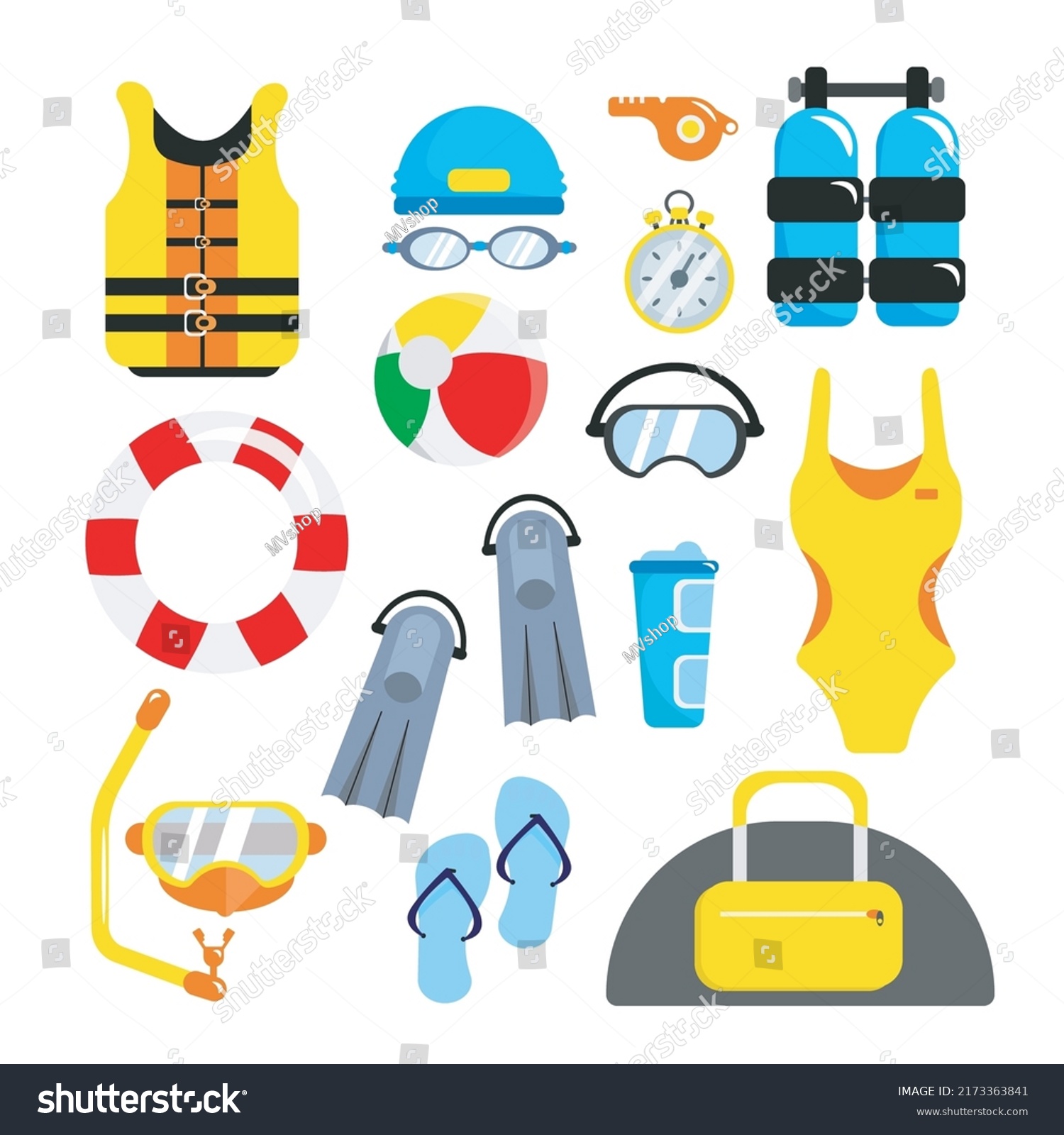 Set Equipment Beach Lifeguards Cartoon Style Stock Vector (Royalty Free ...