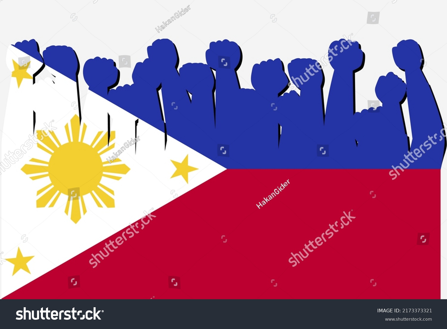 Philippines Flag Raised Protest Hands Vector Stock Vector (Royalty Free ...