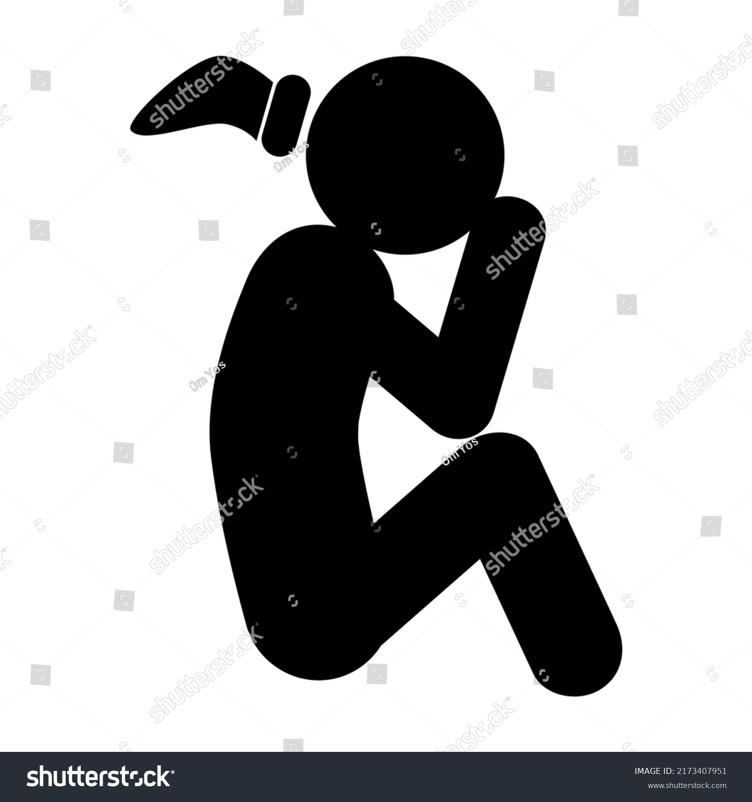 Vector Depression Stess Sitting Stick Woman Stock Vector (Royalty Free ...