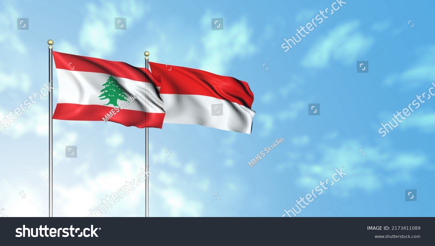 Lebanon Flag Indonesia Flag 3d Rendering Stock Illustration 2173411089 ...