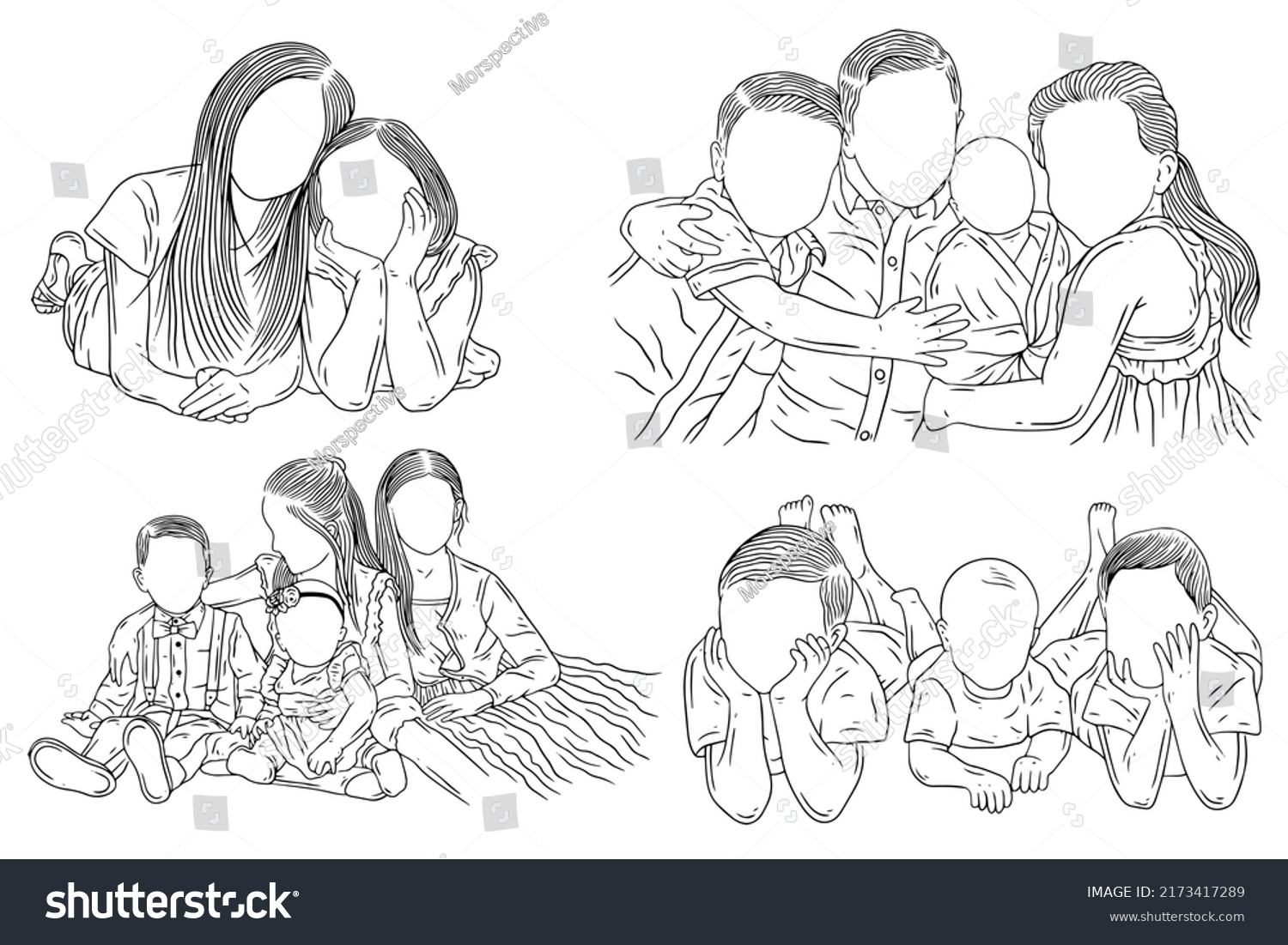 Set Bundle Cute Happy Sibling Brother Stock Vector (Royalty Free ...