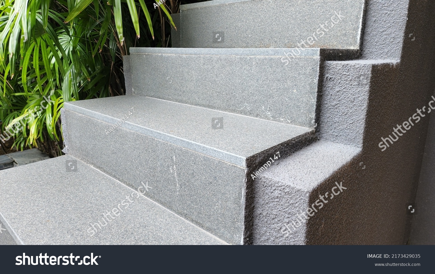 Outside Stairs Granite Stone Stepstropical Modern Stock Photo