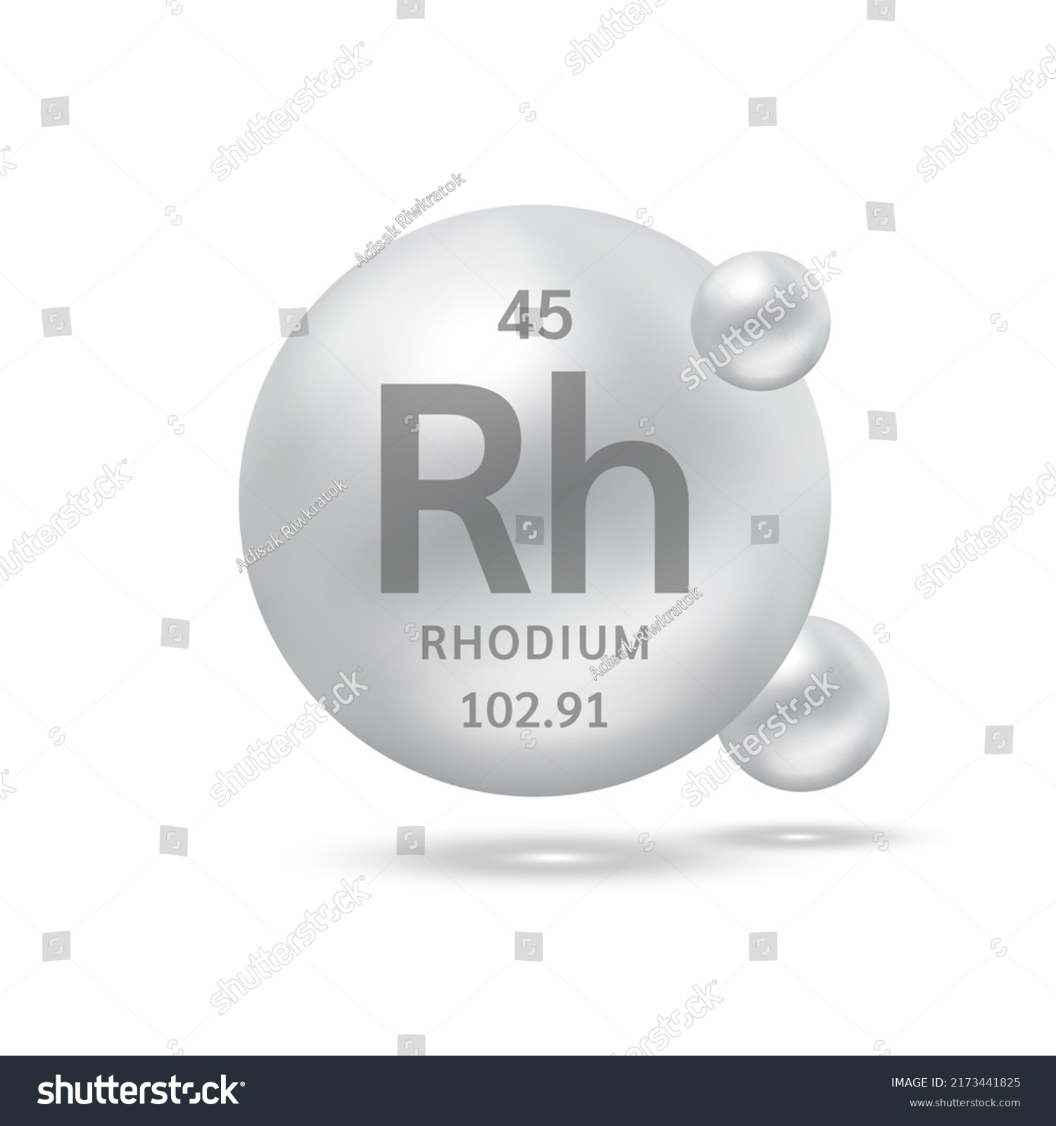 Rhodium Molecule Models Silver Chemical Formulas Stock Vector (royalty 