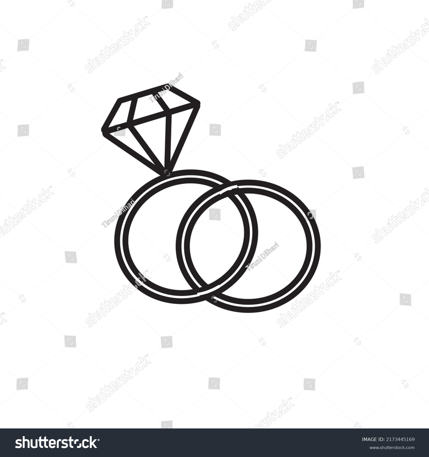 Diamond Rings Black White Illustration Stock Illustration 2173445169 ...