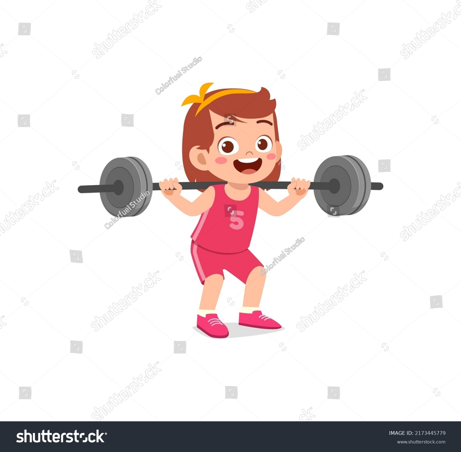 Little Kid Do Workout Weight Lifting Stock Vector (Royalty Free ...