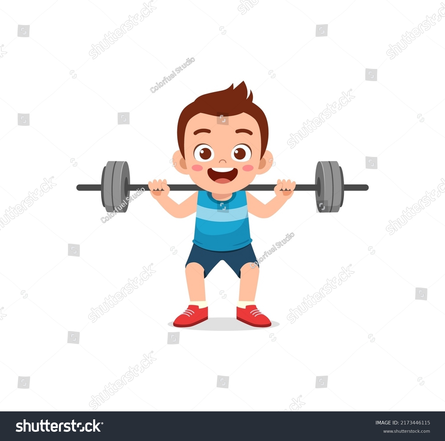 Little Kid Do Workout Weight Lifting Stock Vector (Royalty Free ...