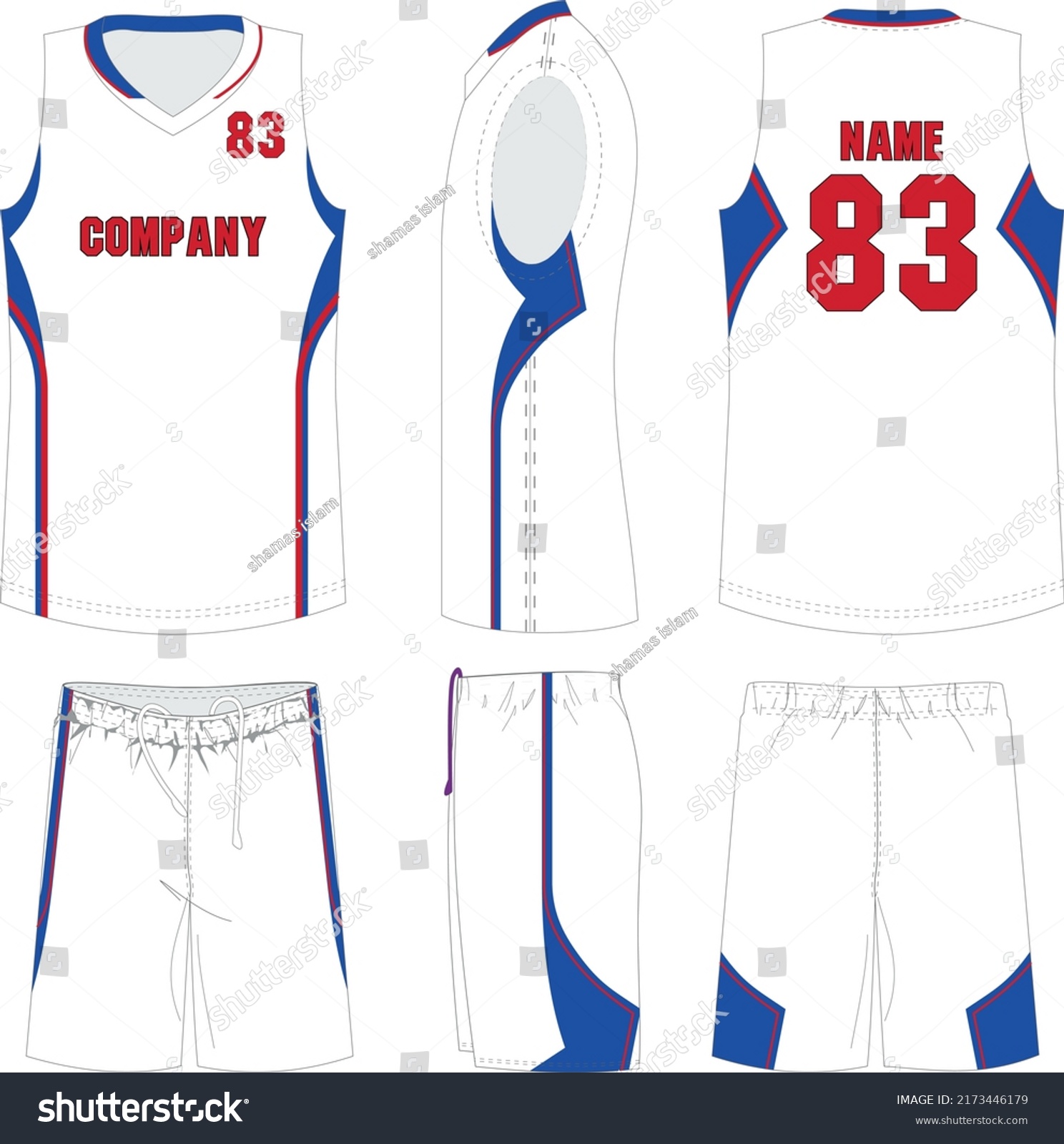 Basketball Uniform Shorts Template Basketball Club Stock Vector ...