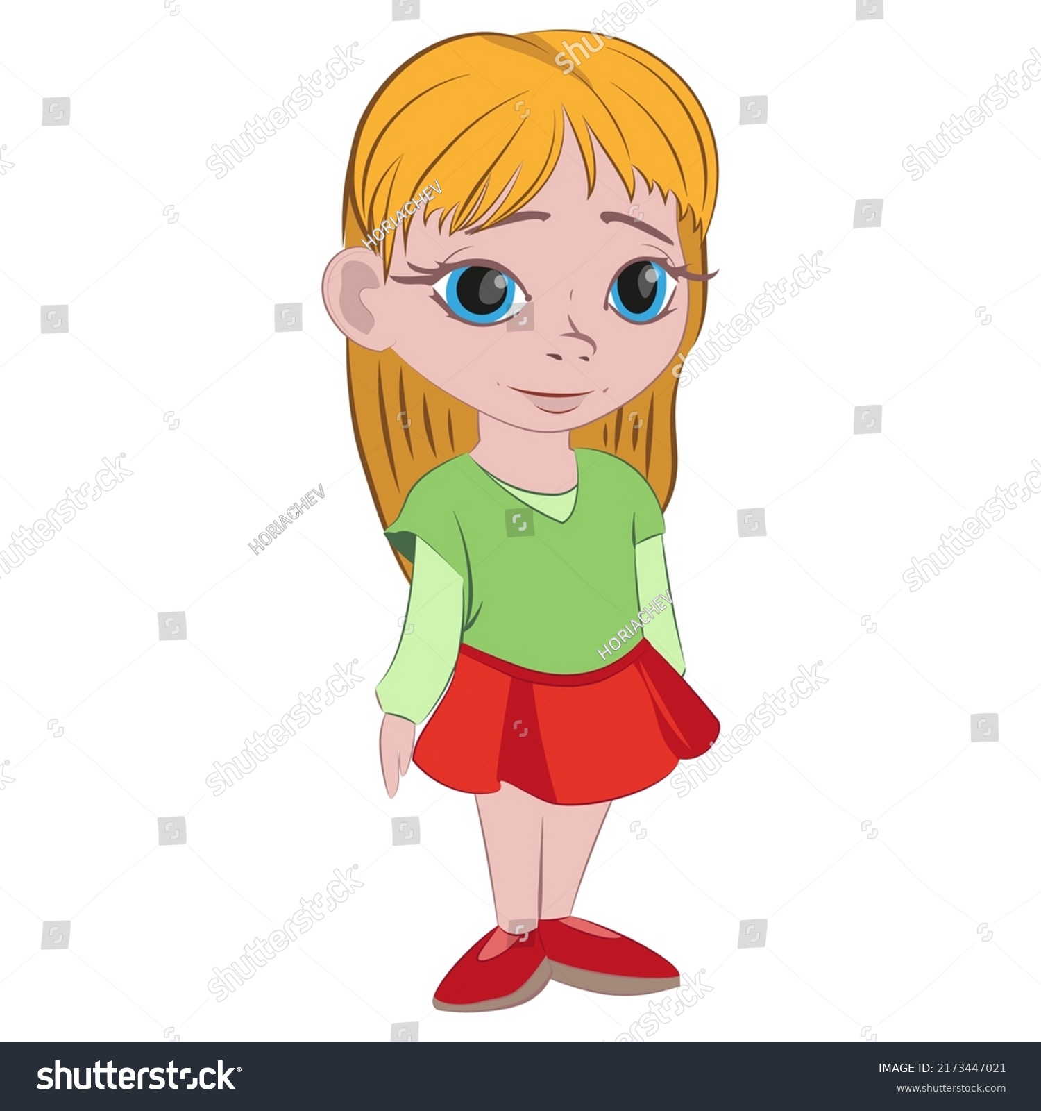 Cute Cartoon Little Girl Vector Illustration Stock Vector (Royalty Free ...