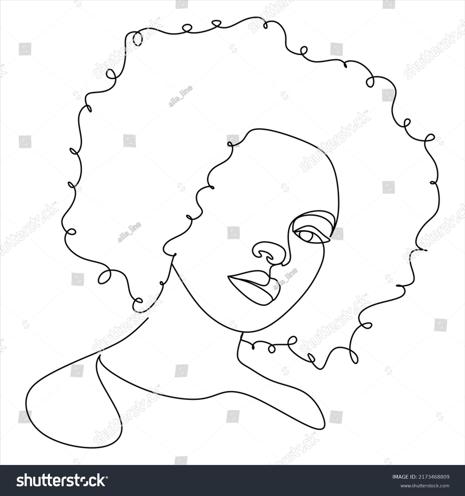 Line Art Woman Face Drawing Black Stock Vector (Royalty Free ...