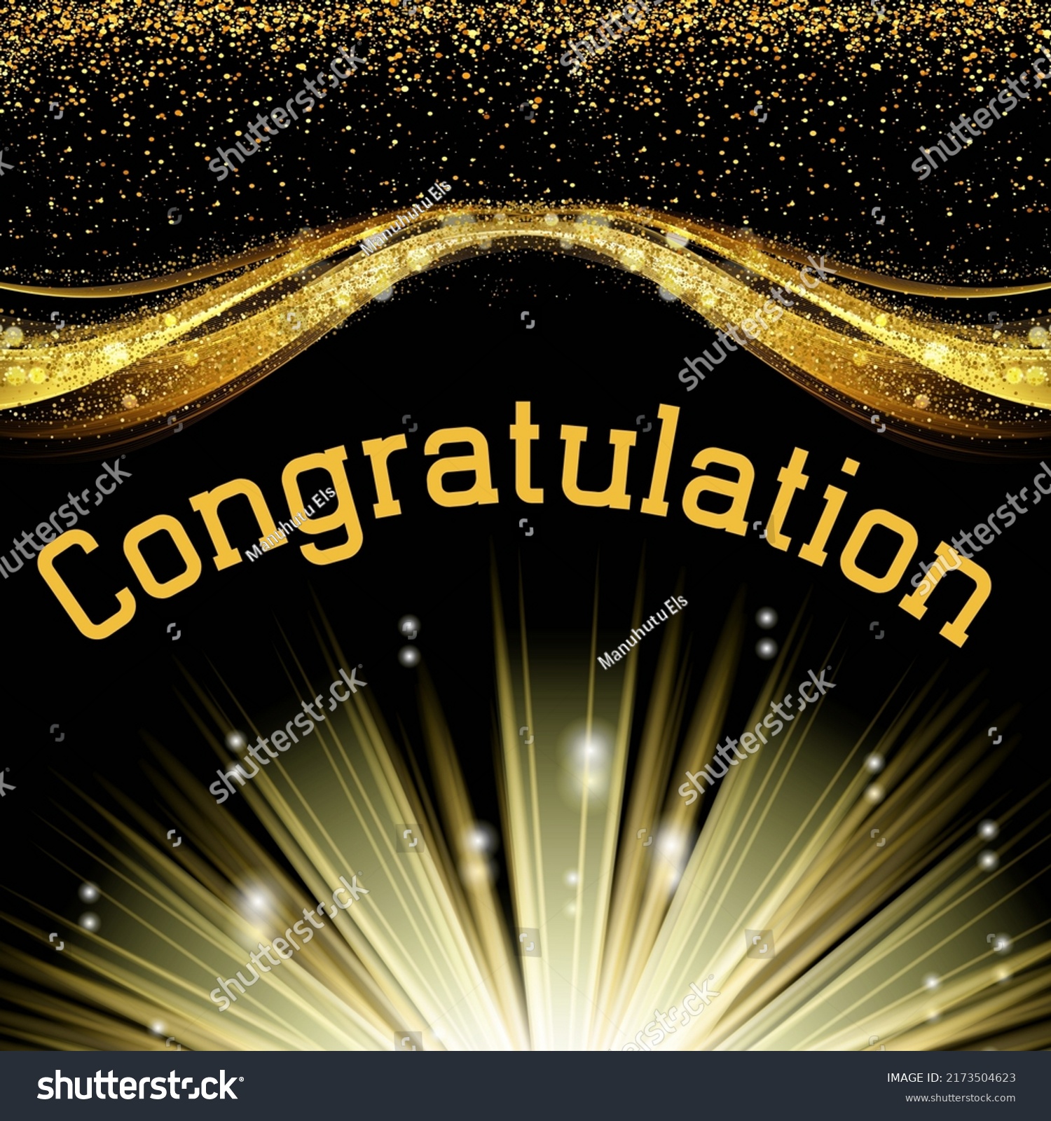 Congratulatory Words Designed On Black Background Stock Illustration