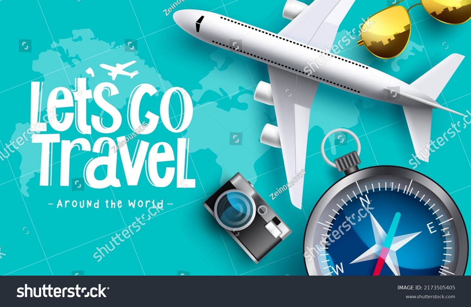 Travel Worldwide Vector Background Design Lets Stock Vector (Royalty ...