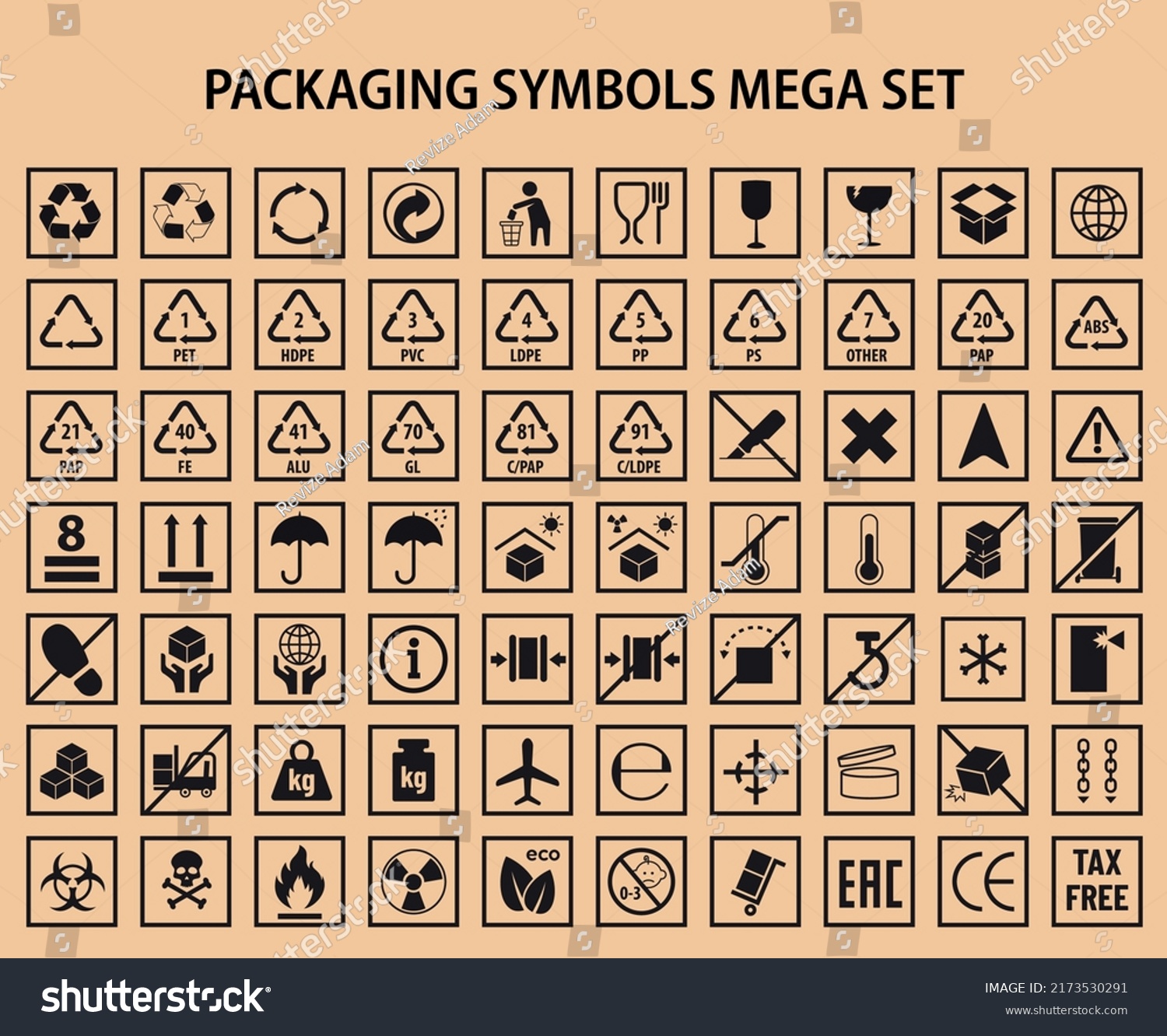 Packaging Label Symbols Mega Vector Set Stock Vector (Royalty Free ...