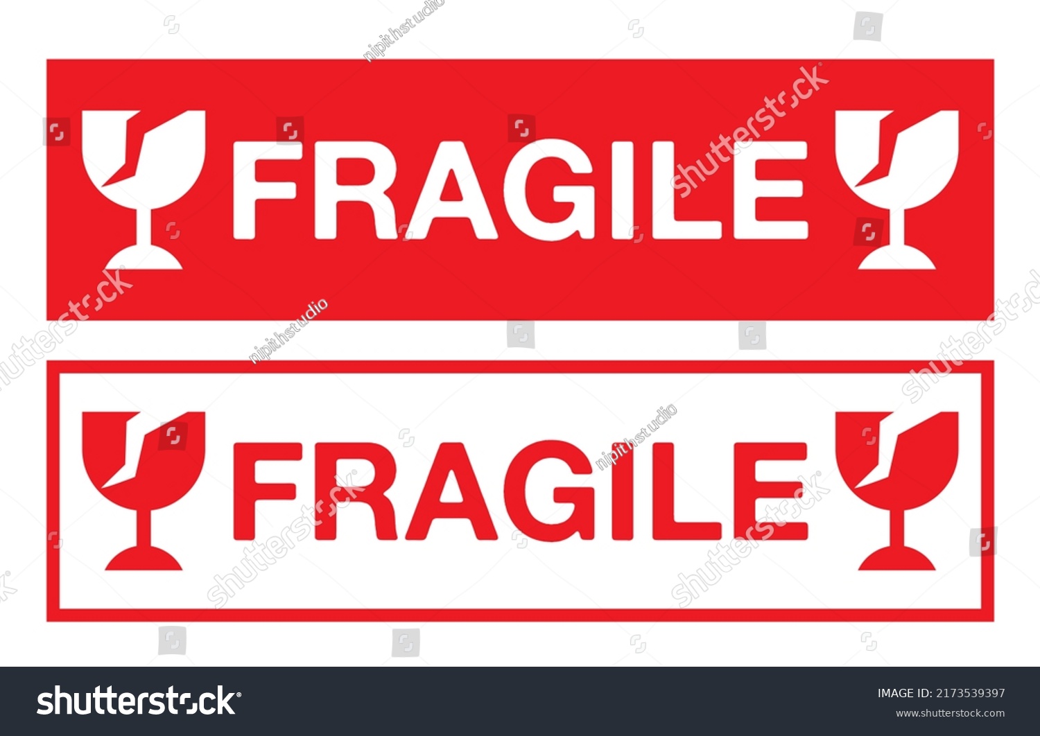 Fragile Pictogram Broken Glass Red White Stock Vector (Royalty Free ...