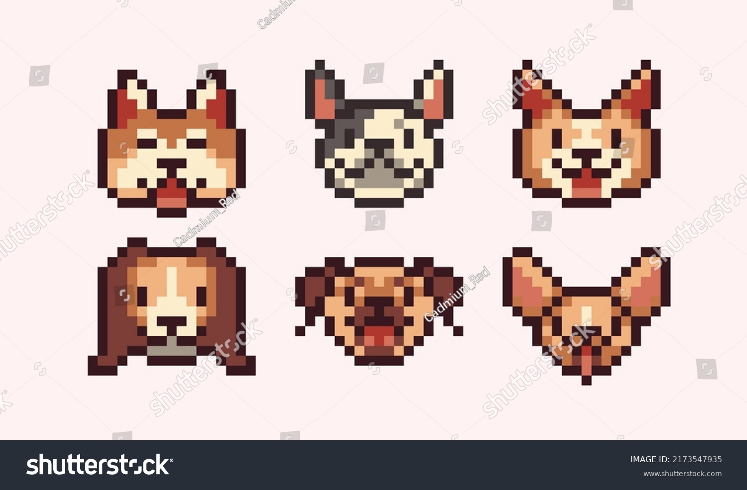 Happy Dog Faces Pixel Art Set Stock Vector (Royalty Free) 2173547935 ...