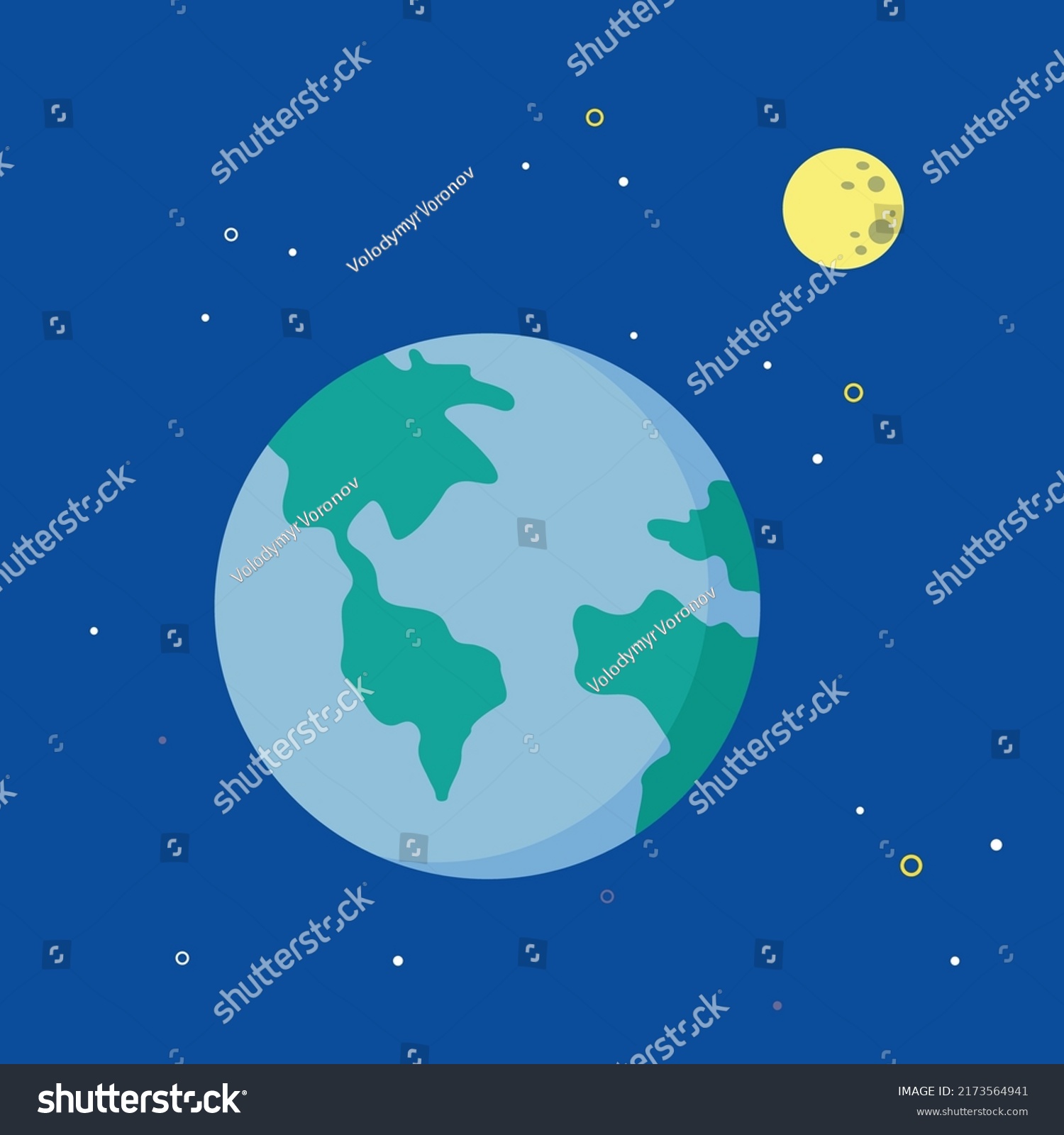 Earth Moon View Space Illustration Stock Vector (Royalty Free ...