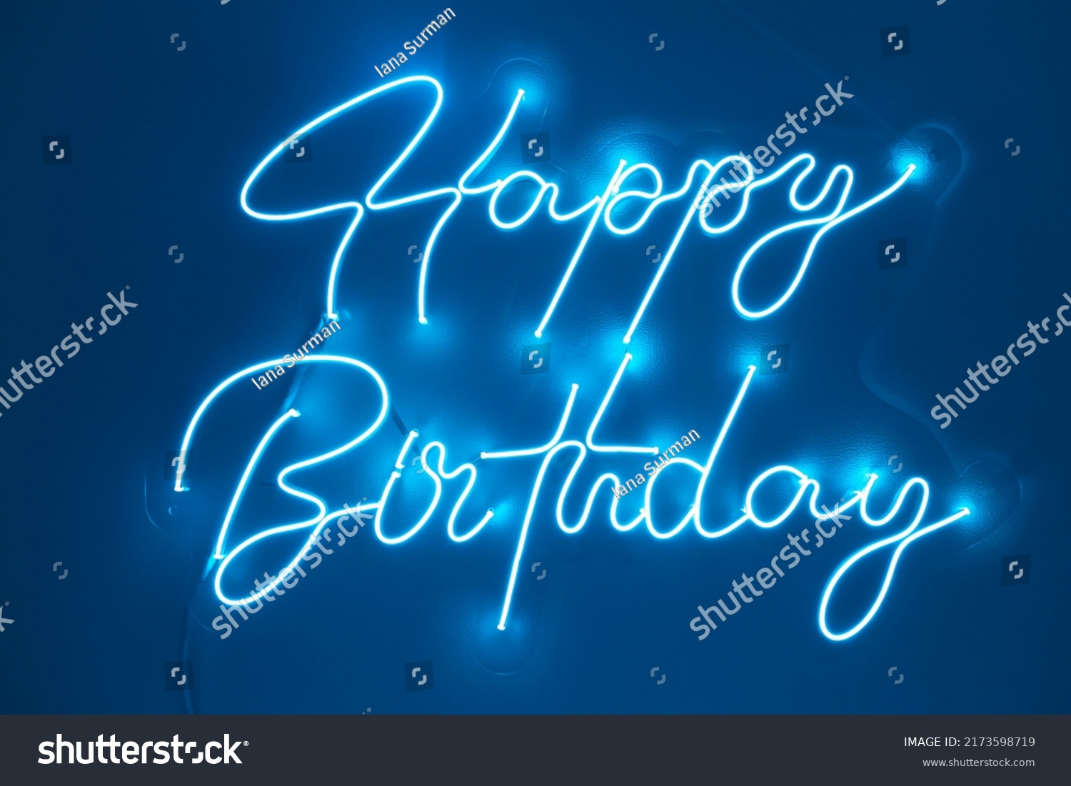 Blue Neon Happy Birthday Trendy Style Stock Photo 2173598719 | Shutterstock