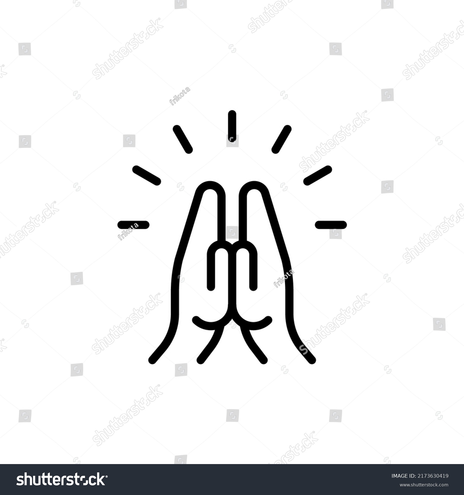 Praying Hands Icon Black Outline Concept Stock Vector (Royalty Free ...