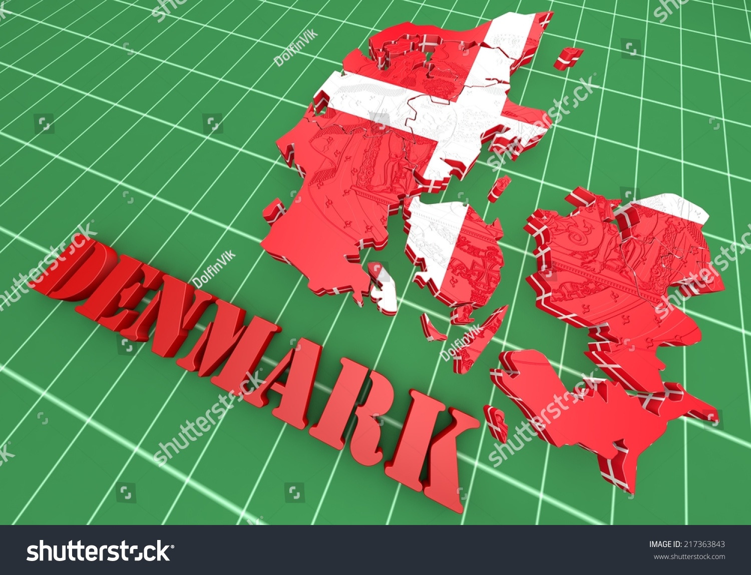 3d Map Illustration Denmark Flag Coat Stock Illustration 217363843 ...