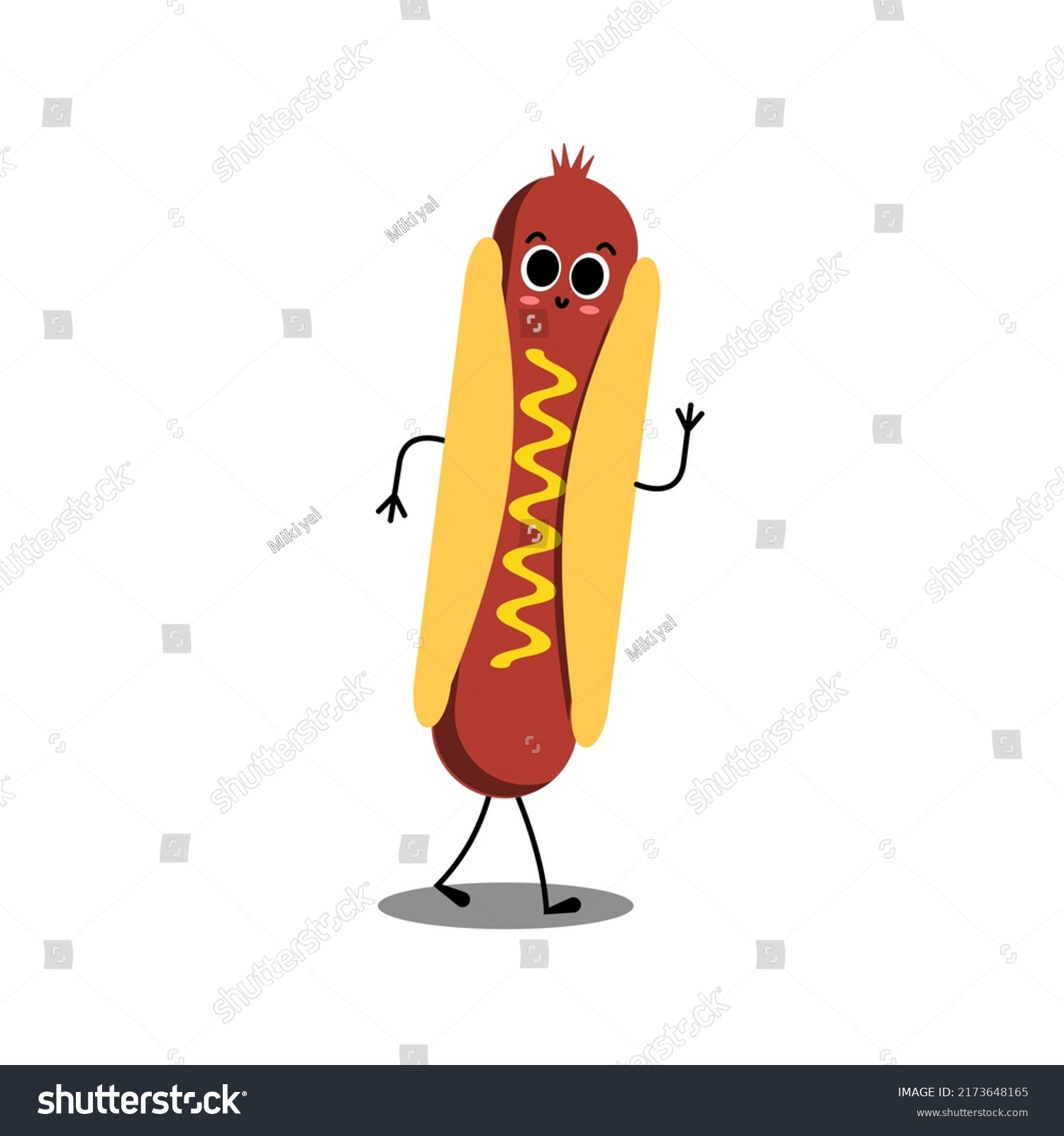 Hot Dog Cute Fast Food Vector Stock Vector (Royalty Free) 2173648165 ...