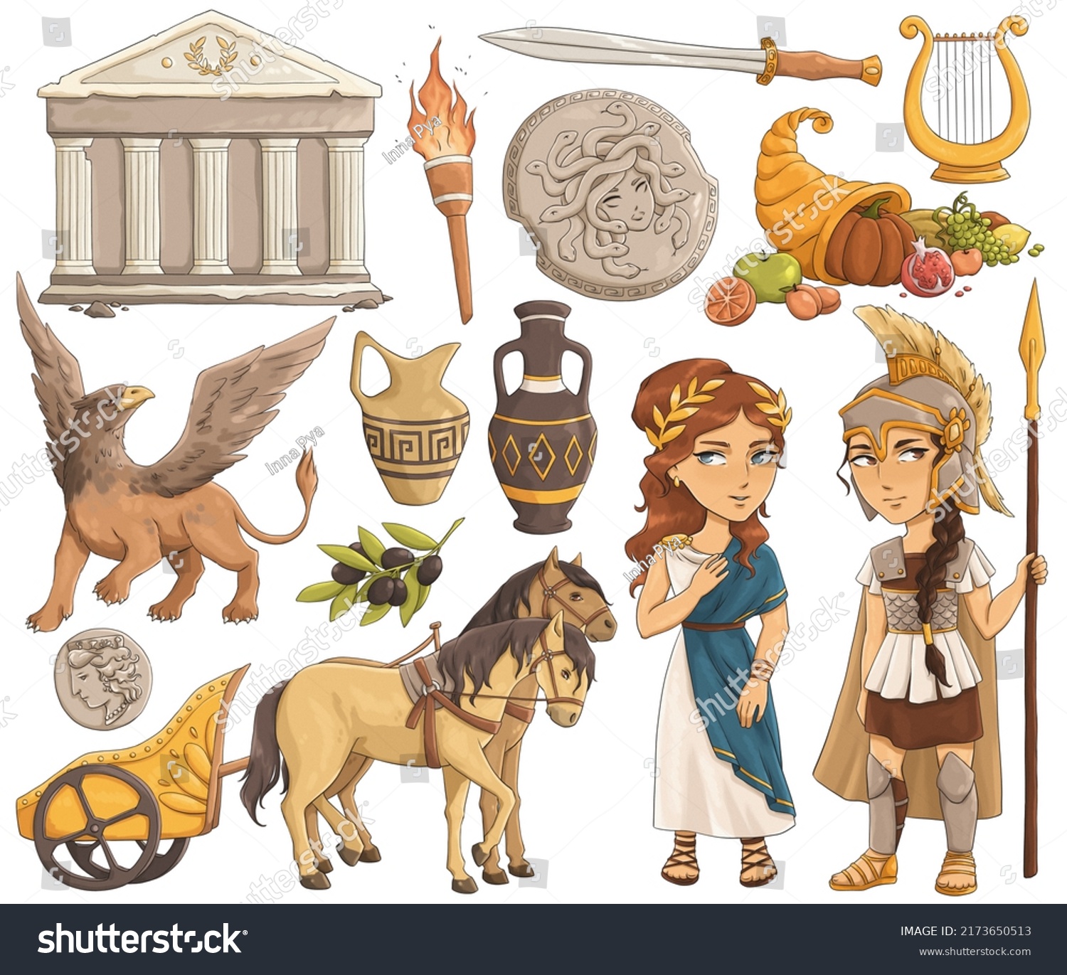 Ancient Greece Set Mythology Chibi Stock Illustration 2173650513 ...