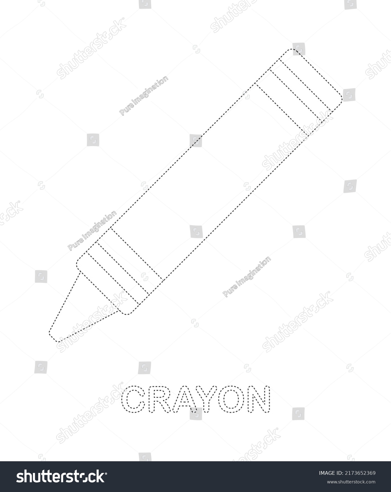 Crayon Tracing Worksheet Kids Stock Vector (Royalty Free) 2173652369 ...