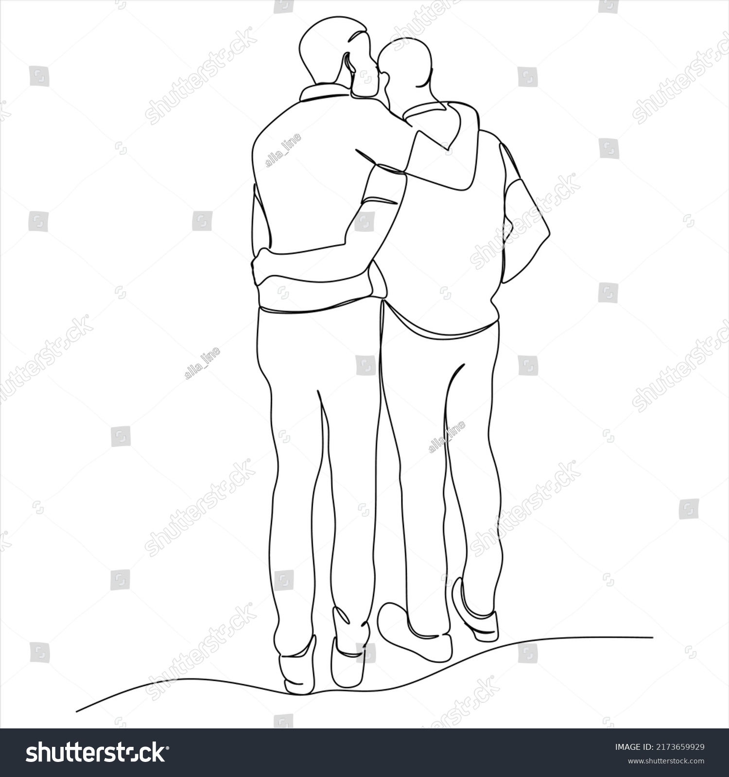 Hand Drawn Couple Line Art Vector Stock Vector Royalty Free