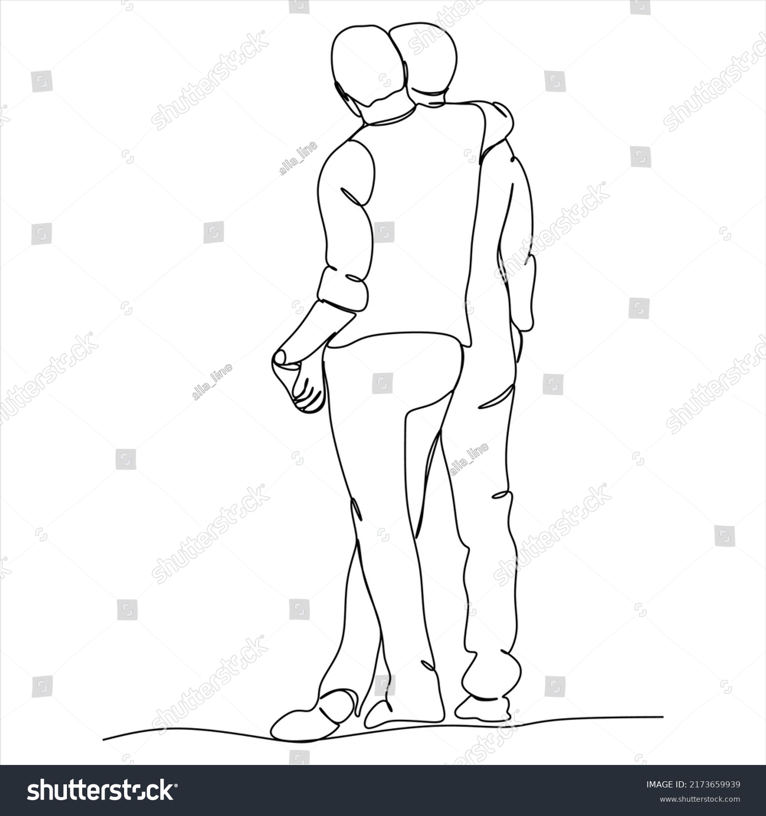 Hand Drawn Couple Line Art Vector Stock Vector Royalty Free