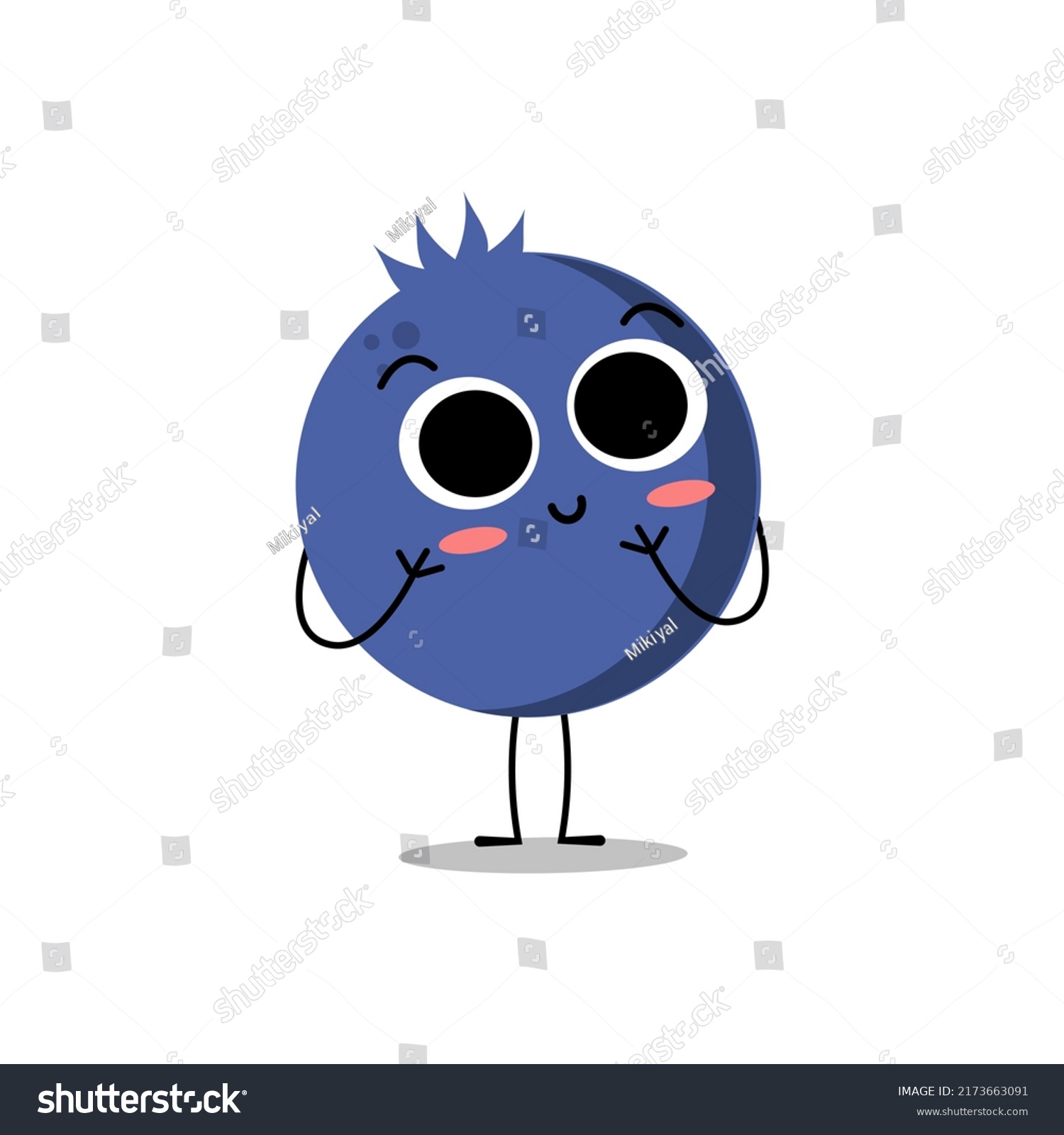 Cute Flat Cartoon Blueberry Illustration Vector Stock Vector (Royalty ...