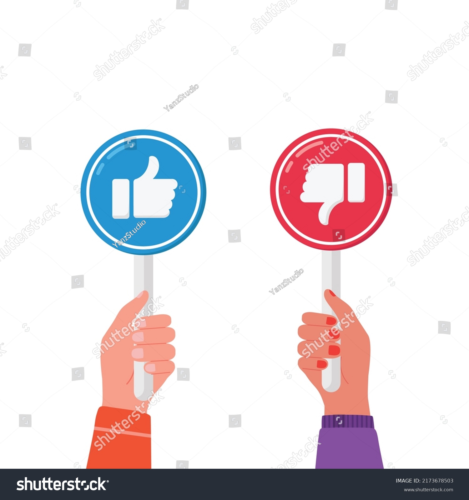 Hands Holding Signs Likes Dislikes Vector Stock Vector (Royalty Free ...